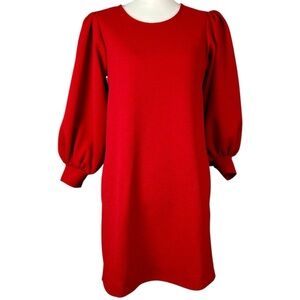 Free Assembly Dress Red Balloon Sleeve Women’s Size XS